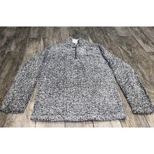 True Grit Men's Double Plush 1/4 Zip Pullover Grayish Black Teddy Soft Sz small